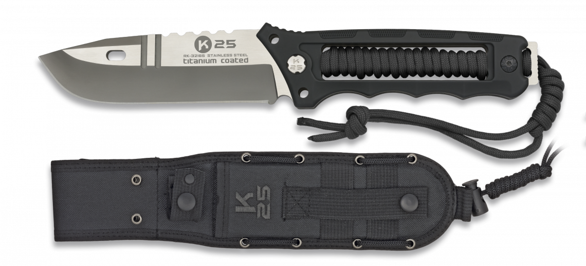 Couteau encord noir K25. Titane. L 11.5