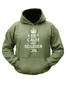 KEEP CALM AND SOLDIER ON HOODIE - OLIVE GREEN