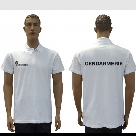 Polo blanc imprime gendarmerie