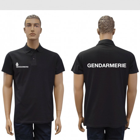Polo Noir MC imprime gendarmerie