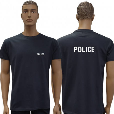 TEE SHIRT MARINE MANCHES COURTES IMPRIME POLICE
