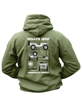 WILLYS JEEP HOODIE - OLIVE GREEN (NEW DESIGN)